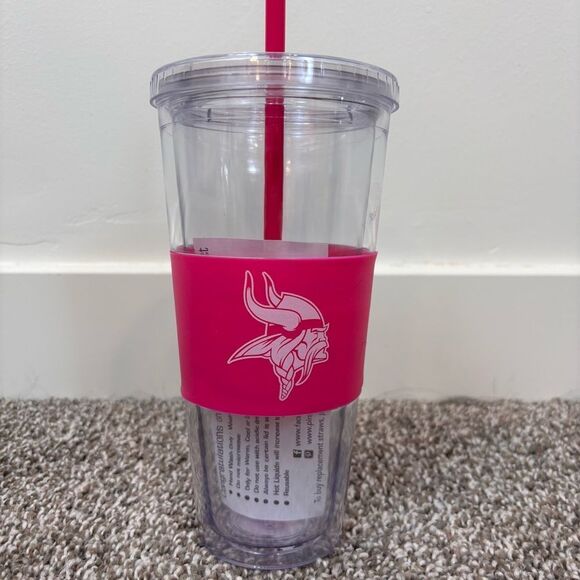 NFL Minnesota Vikings 22oz Pink Tumbler NEW - Picture 2 of 8